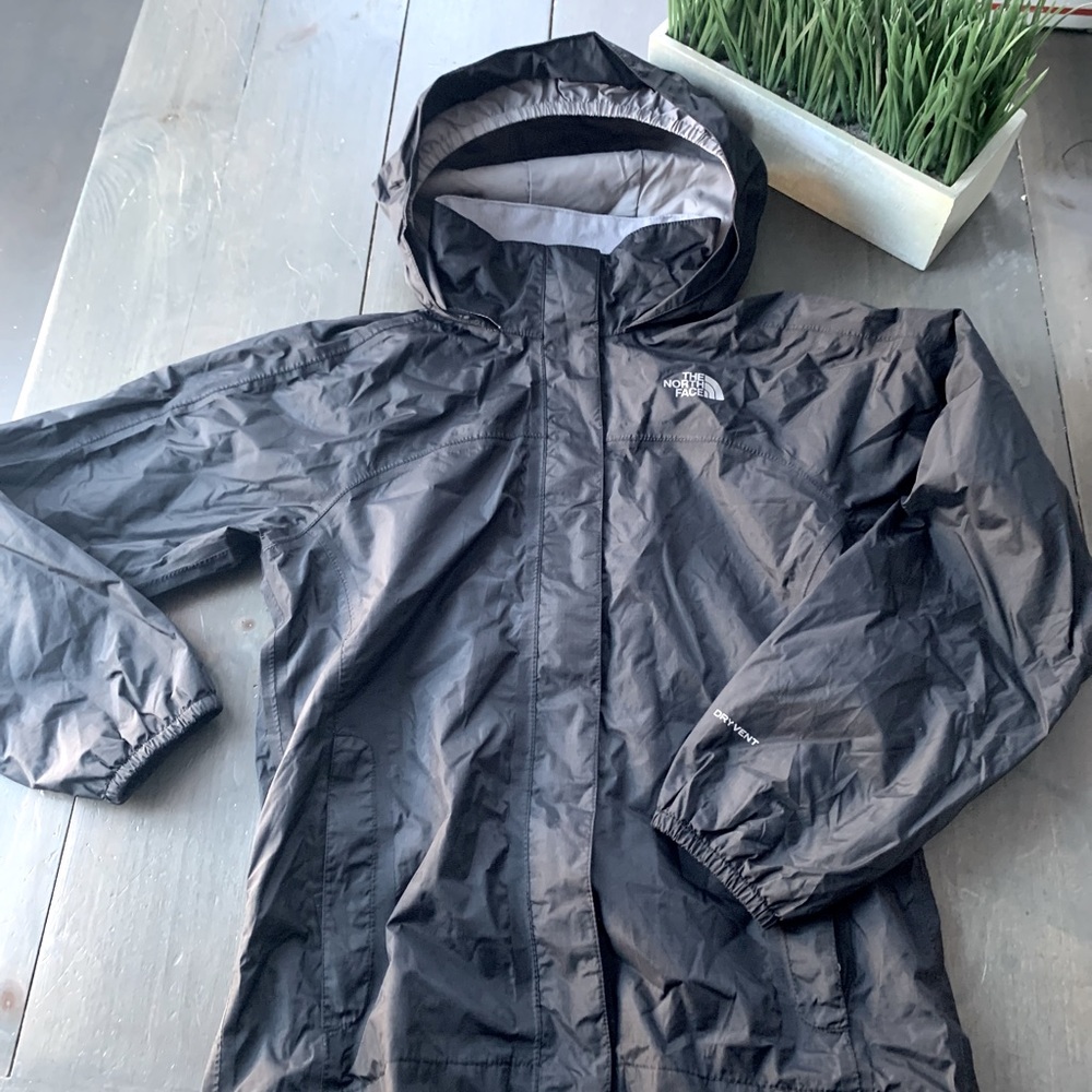The North Face HyVent Hooded Rain Jacket Girls Size M 10/12 Teal